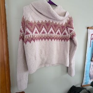 Ruby Moon Cream and Pink Geometric Sweater